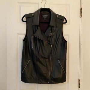 Lucky Brand black leather vest medium